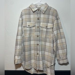Beige Shacket Plaid